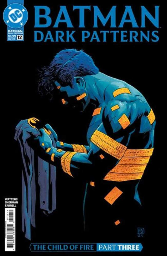 Comic book cover of Batman: Dark Patterns with a character in a blue and orange suit.