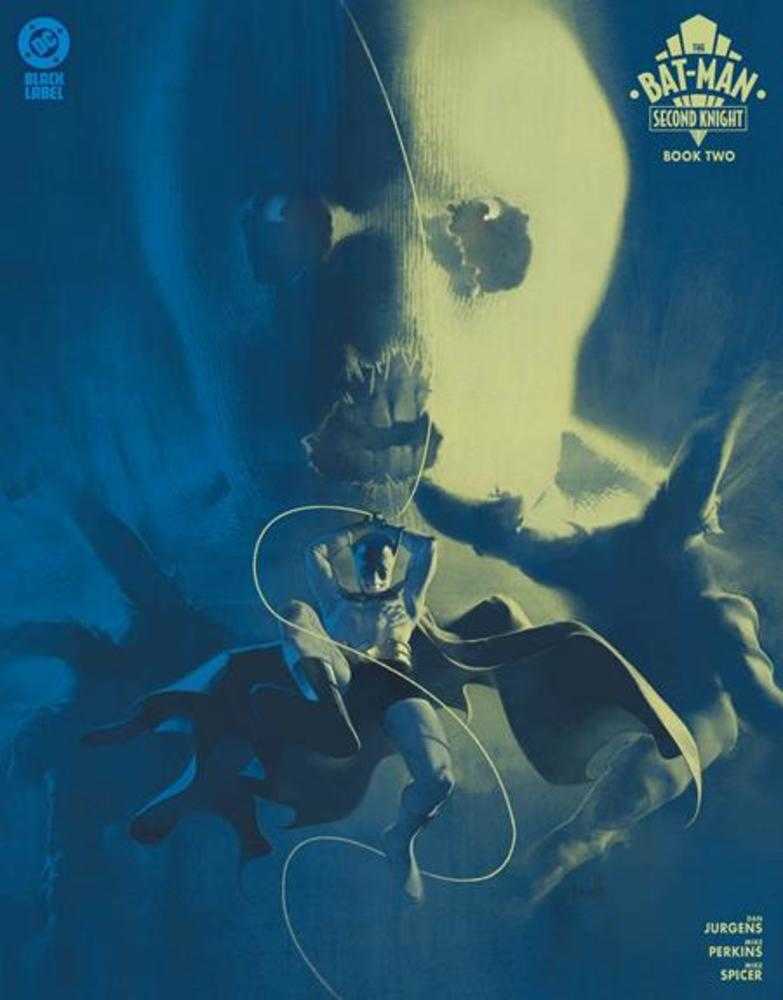 Comic book cover featuring a superhero in a dynamic pose with a blue and white color scheme.