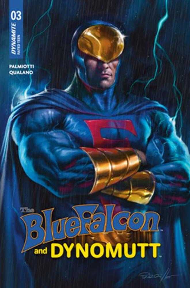 Comic book cover featuring The Blue Falcon and Dynomutt with dynamic art style.