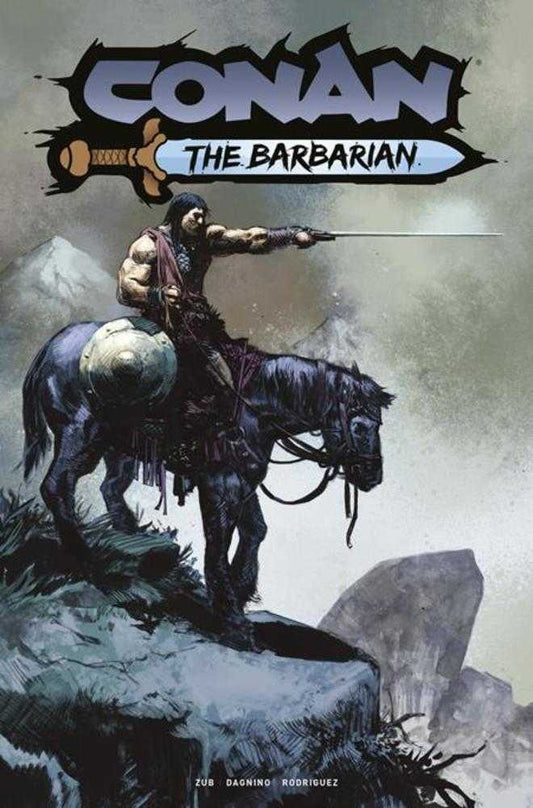 Comic book cover featuring a warrior on horseback with 'Conan the Barbarian' title.