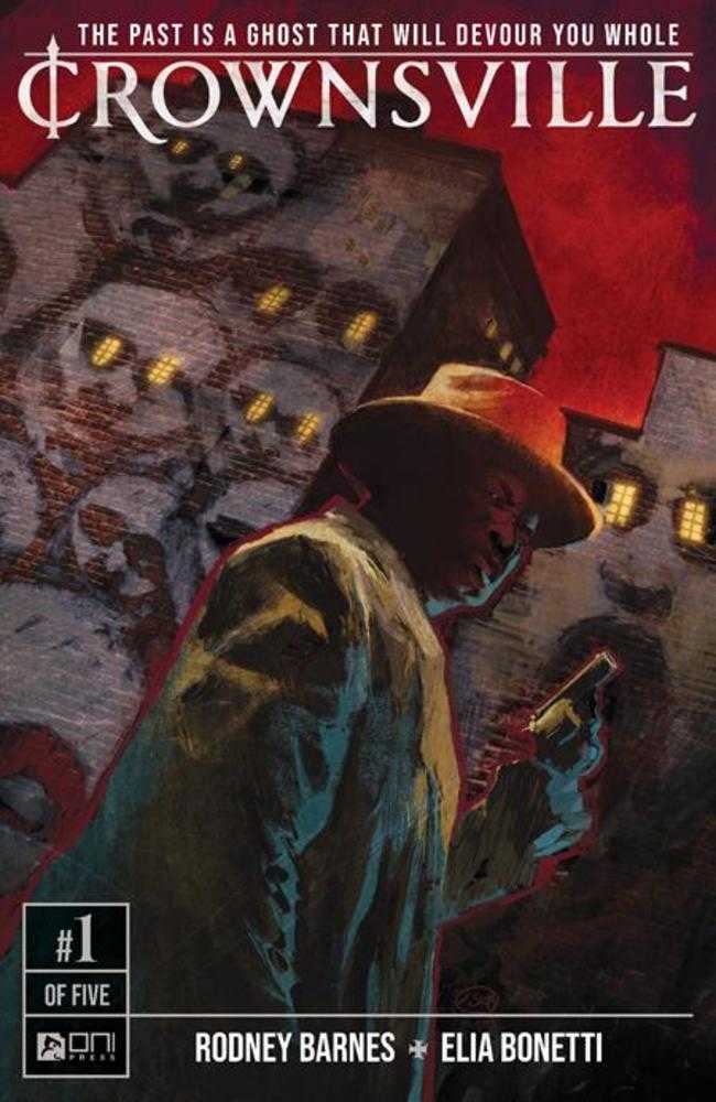Book cover of 'Crownsville' with a ghostly figure and text