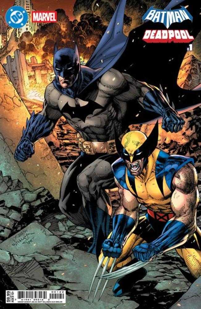Comic book cover featuring Batman and Wolverine in a battle pose.