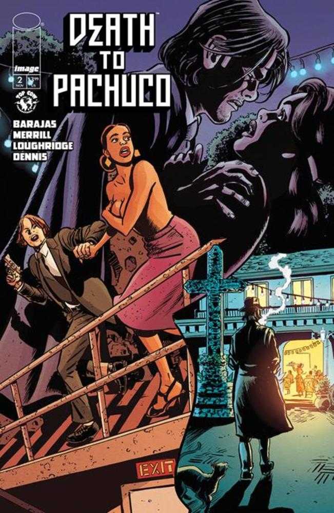 Comic book cover titled 'Death to Pachuco' with dramatic scene and characters.