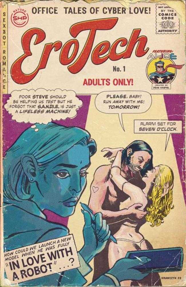 Comic book cover titled 'EroTech' with graphic content and text.