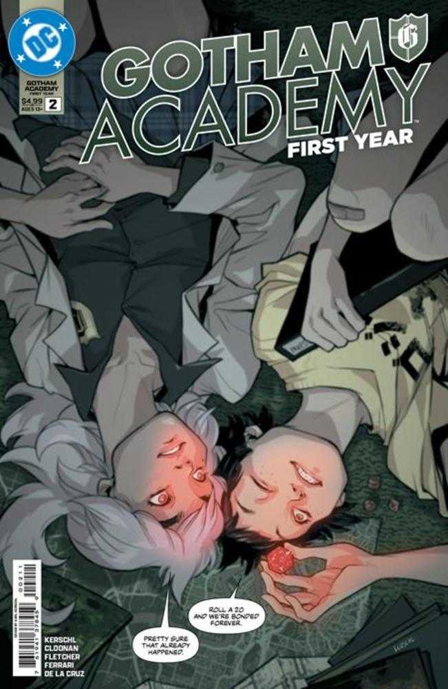 Comic book cover of 'Gotham Academy First Year' with characters in a distressed state.