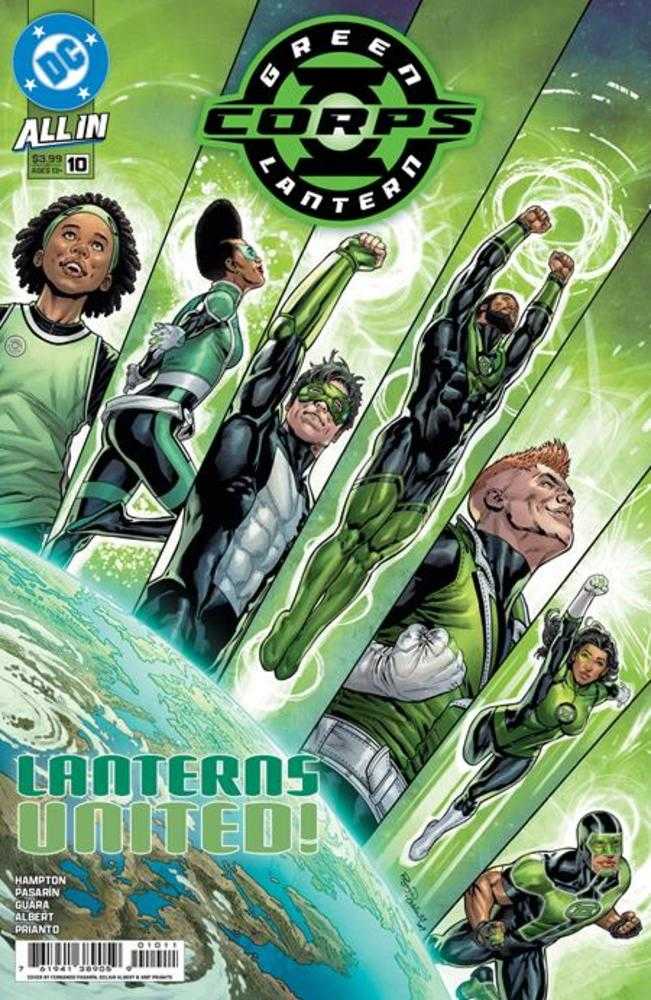 Comic book cover featuring Green Lantern characters with a green and blue color scheme.