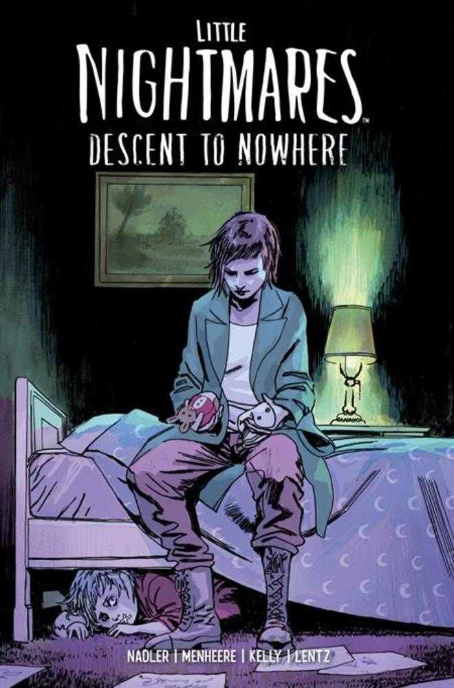 Comic book cover of 'Little Nightmares: Descent to Nowhere' with a character in a room.