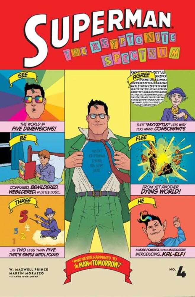 Superman comic book cover with colorful panels and text