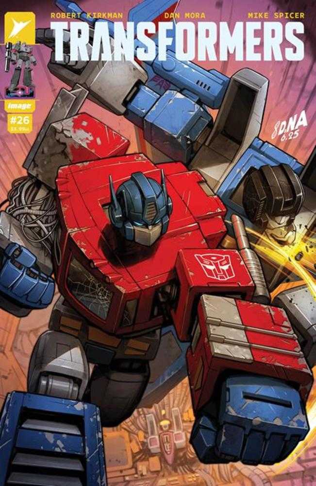 Comic book cover featuring a robot character with 'Transformers' branding.