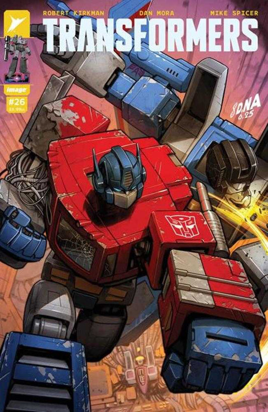 Comic book cover featuring a robot character with 'Transformers' branding.