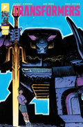 Comic book cover featuring a robot and a person with a blue background