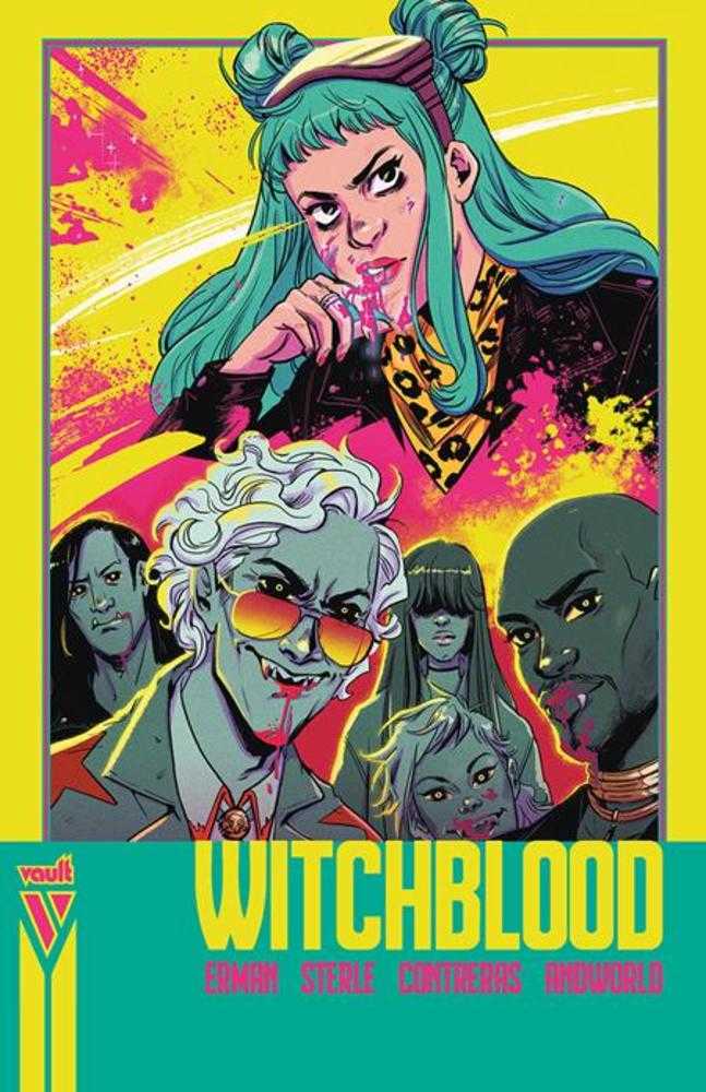 Cover of 'Witchblood' with stylized characters and vibrant colors