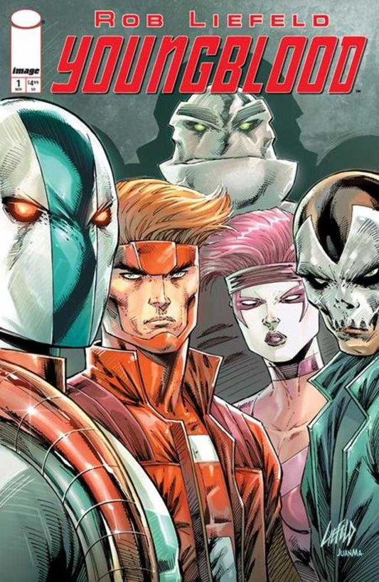 Comic book cover featuring characters from 'Youngblood' with Rob Liefeld's name displayed.