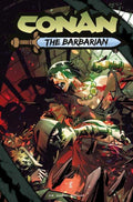 Comic book cover featuring 'Conan the Barbarian' with a warrior in a dynamic pose.
