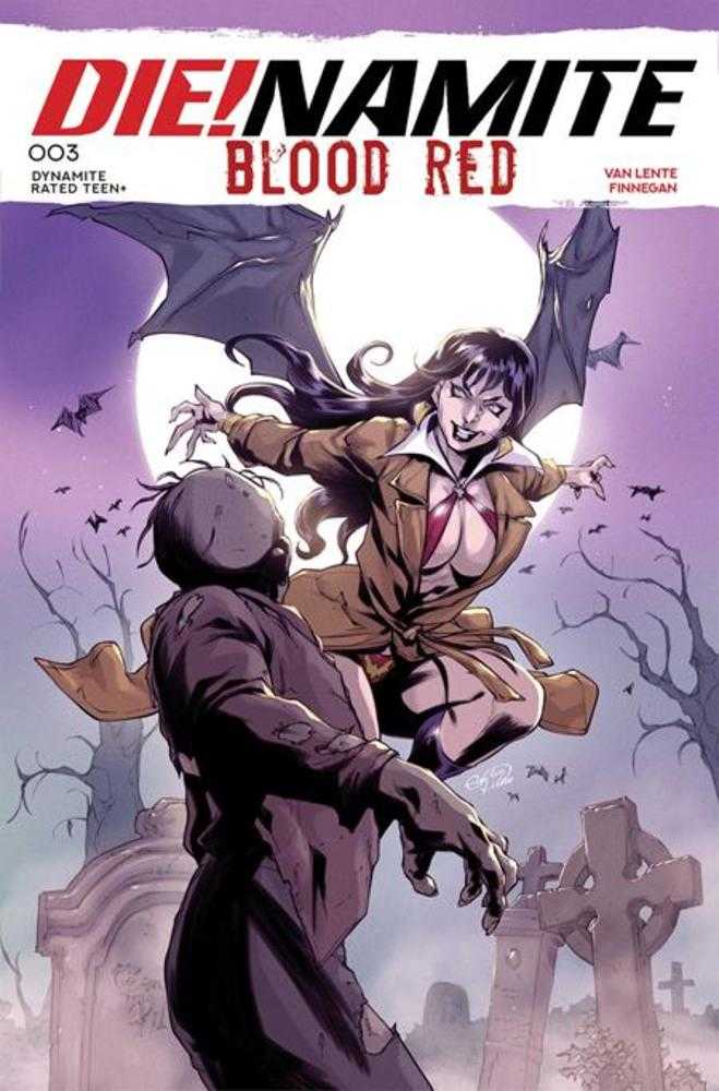 Comic book cover titled 'Die! Namite: Blood Red' with two characters in a cemetery.