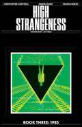 Book cover of 'High Strangeness' with a green and black design on a black background