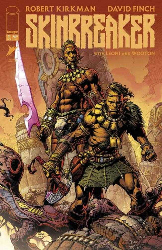 Comic book cover of 'Skinbreaker' featuring two warriors in a battle pose with a sword.