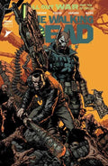Comic book cover featuring characters from 'The Walking Dead' with a dark and intense atmosphere.