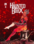 Cover of 'The Haunted Box' with a character in a red dress on a red background
