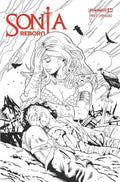 Comic book cover of 'Sonia Reborn' with a woman in armor and birds in the background.