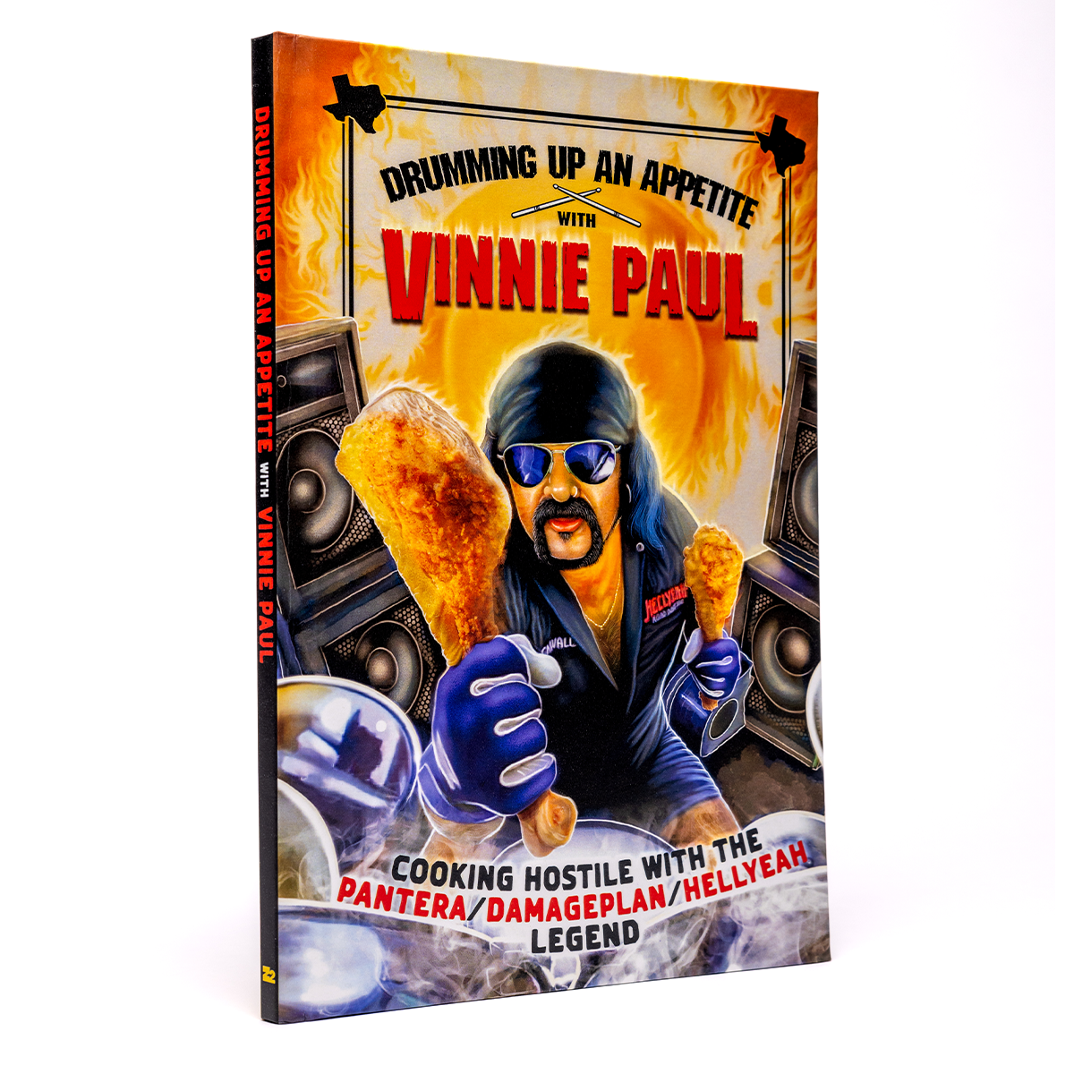 Book cover featuring Vinnie Paul with text about drumming and cooking.