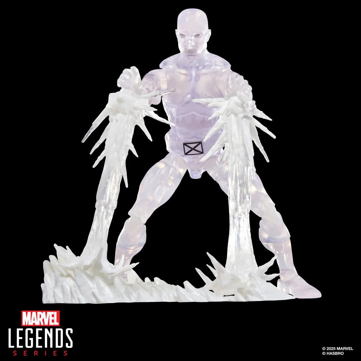 Marvel Legends series figure with a white and gray suit on a black background