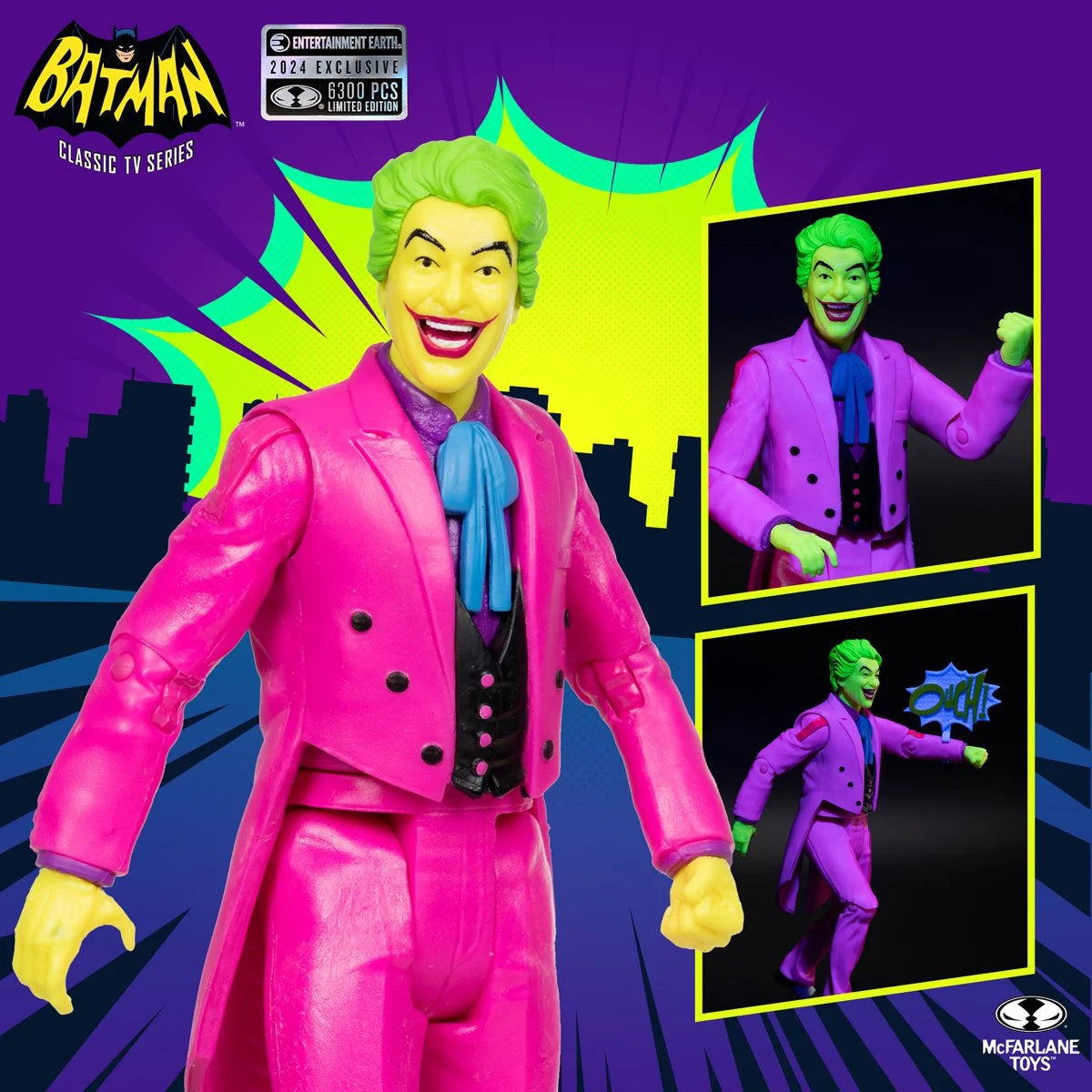 DC Retro The Joker Batman: Classic TV Series Black Light Gold Label 6-Inch Action Figure - Entertainment Earth Exclusive