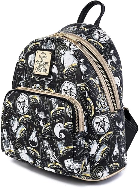 Loungefly Disney Nightmare Before Christmas Tarot Card AOP Womens Double Strap Shoulder Bag Purse
