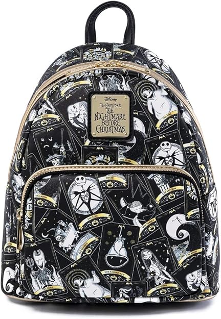 Loungefly Disney Nightmare Before Christmas Tarot Card AOP Womens Double Strap Shoulder Bag Purse