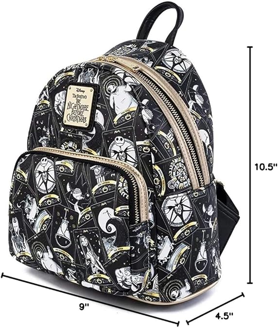 Loungefly Disney Nightmare Before Christmas Tarot Card AOP Womens Double Strap Shoulder Bag Purse