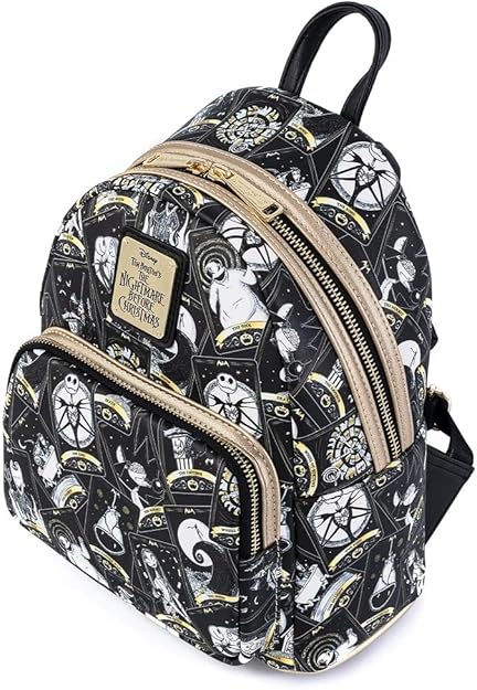 Loungefly Disney Nightmare Before Christmas Tarot Card AOP Womens Double Strap Shoulder Bag Purse