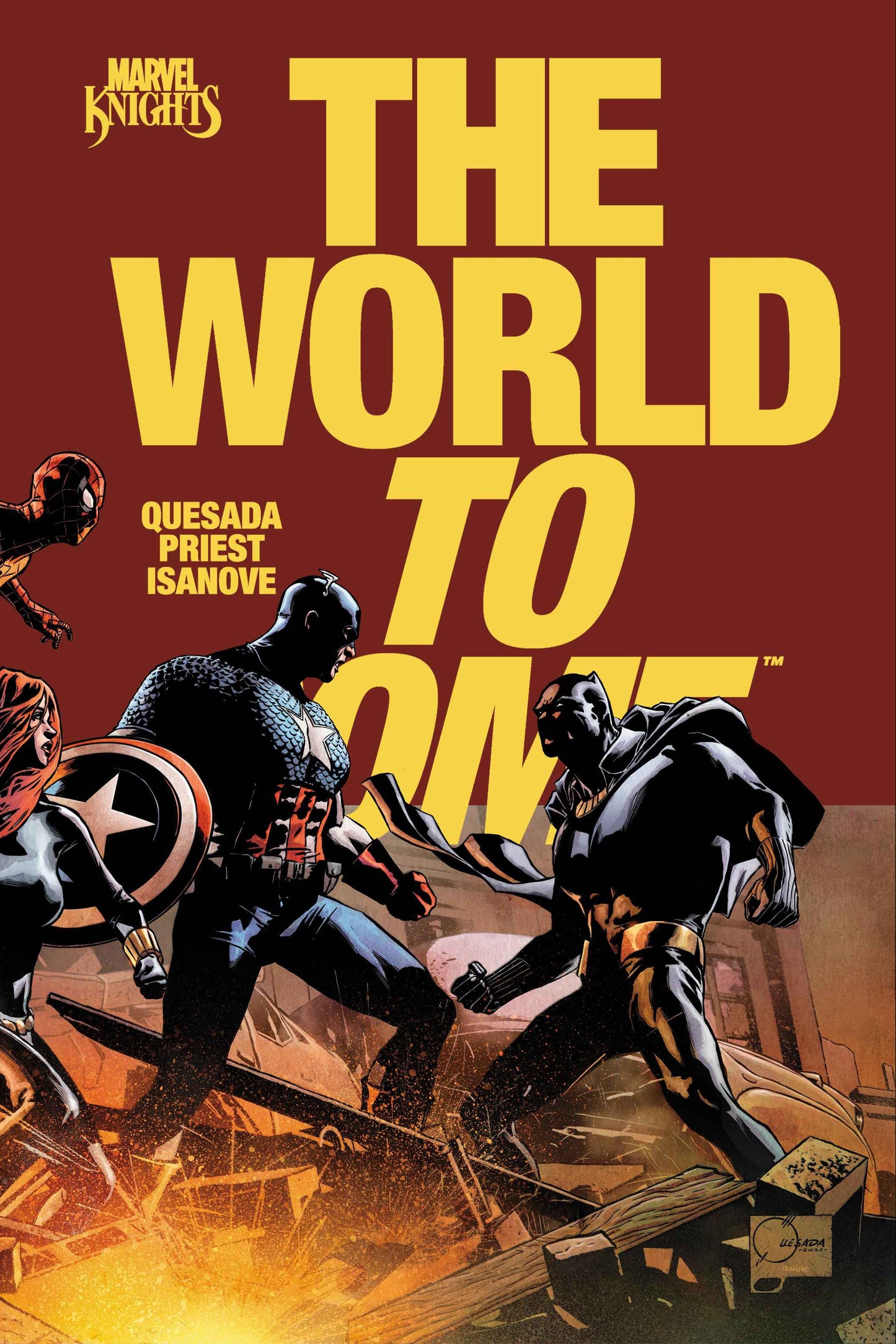 Comic book cover featuring superhero characters with 'Marvel Knights' branding and text.