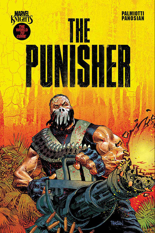 Comic book cover featuring 'The Punisher' with a stylized background and characters.