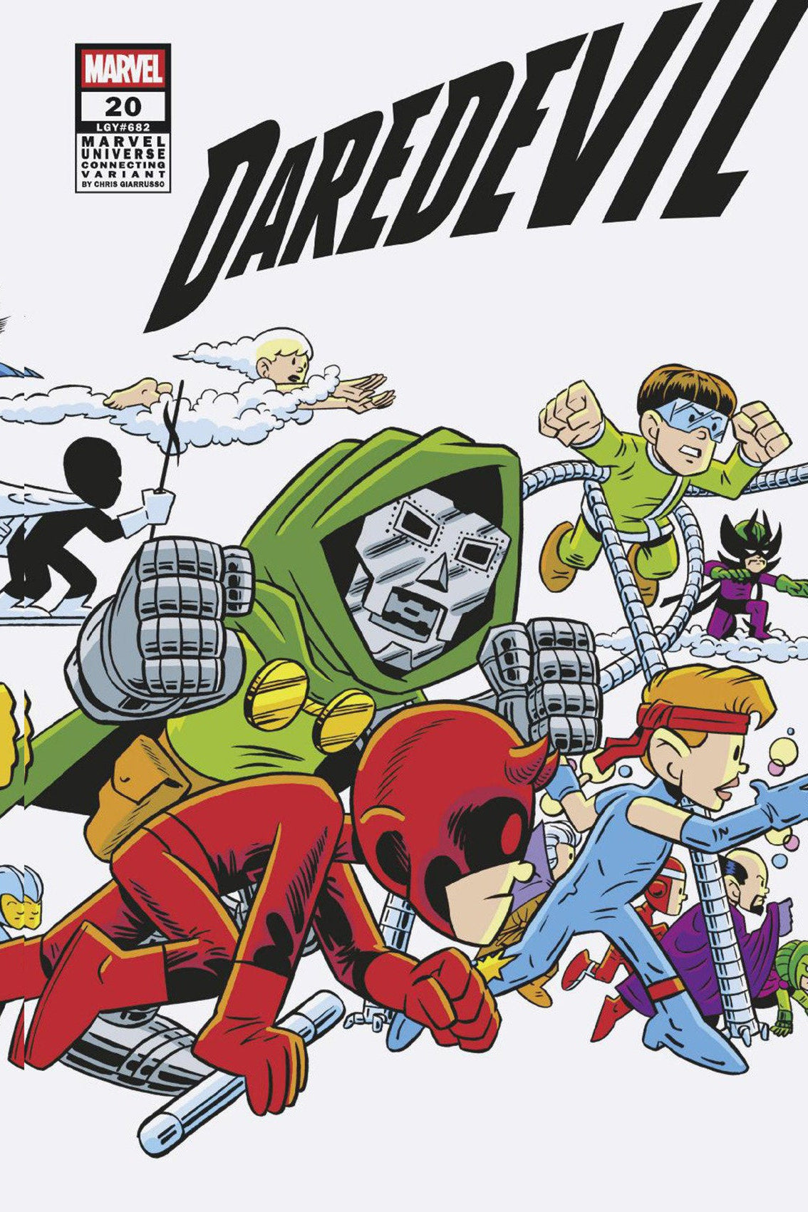 Comic book cover featuring various superhero characters with 'Daredevil' prominently displayed.