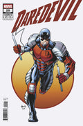 Comic book cover featuring a superhero in a dynamic pose with 'Daredevil' branding.