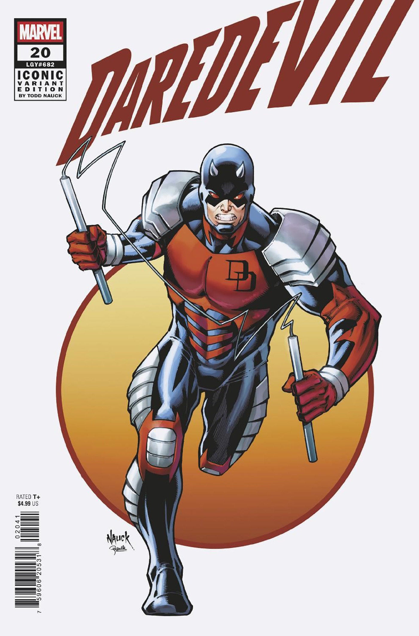 Comic book cover featuring a superhero in a dynamic pose with 'Daredevil' branding.