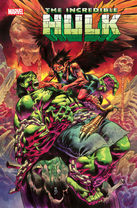 Comic book cover featuring 'The Incredible Hulk' with a colorful and dynamic background.