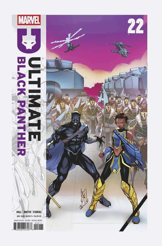 Comic book cover featuring 'Ultimate Black Panther' with characters and Marvel logo.