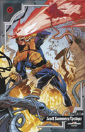 Comic book cover featuring Cyclops with fiery powers and X-Men logo.