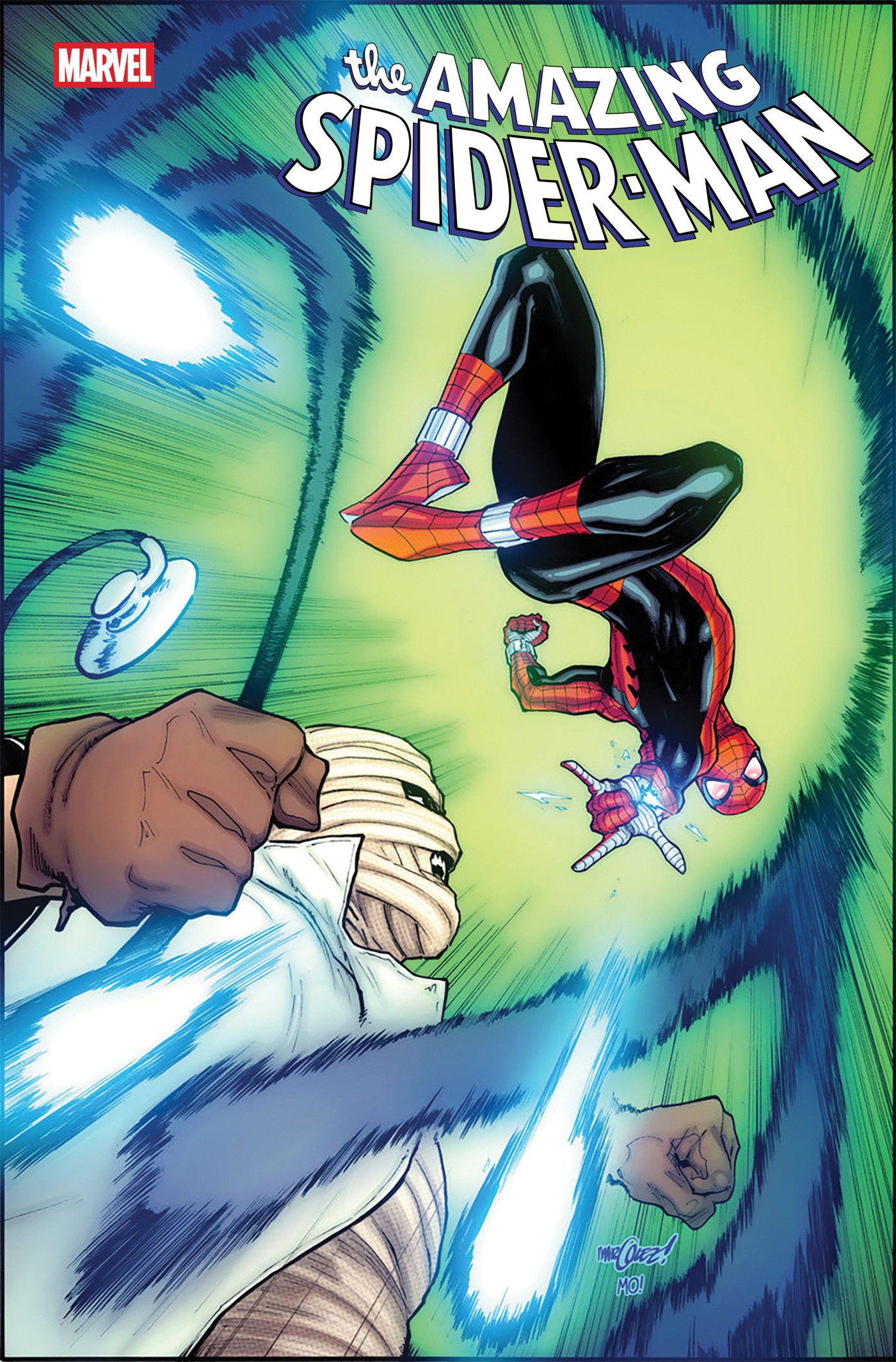 Comic book cover of 'The Amazing Spider-Man' with Spider-Man in action.