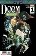 Comic book cover featuring characters from 'Doom Academy' with Marvel branding.