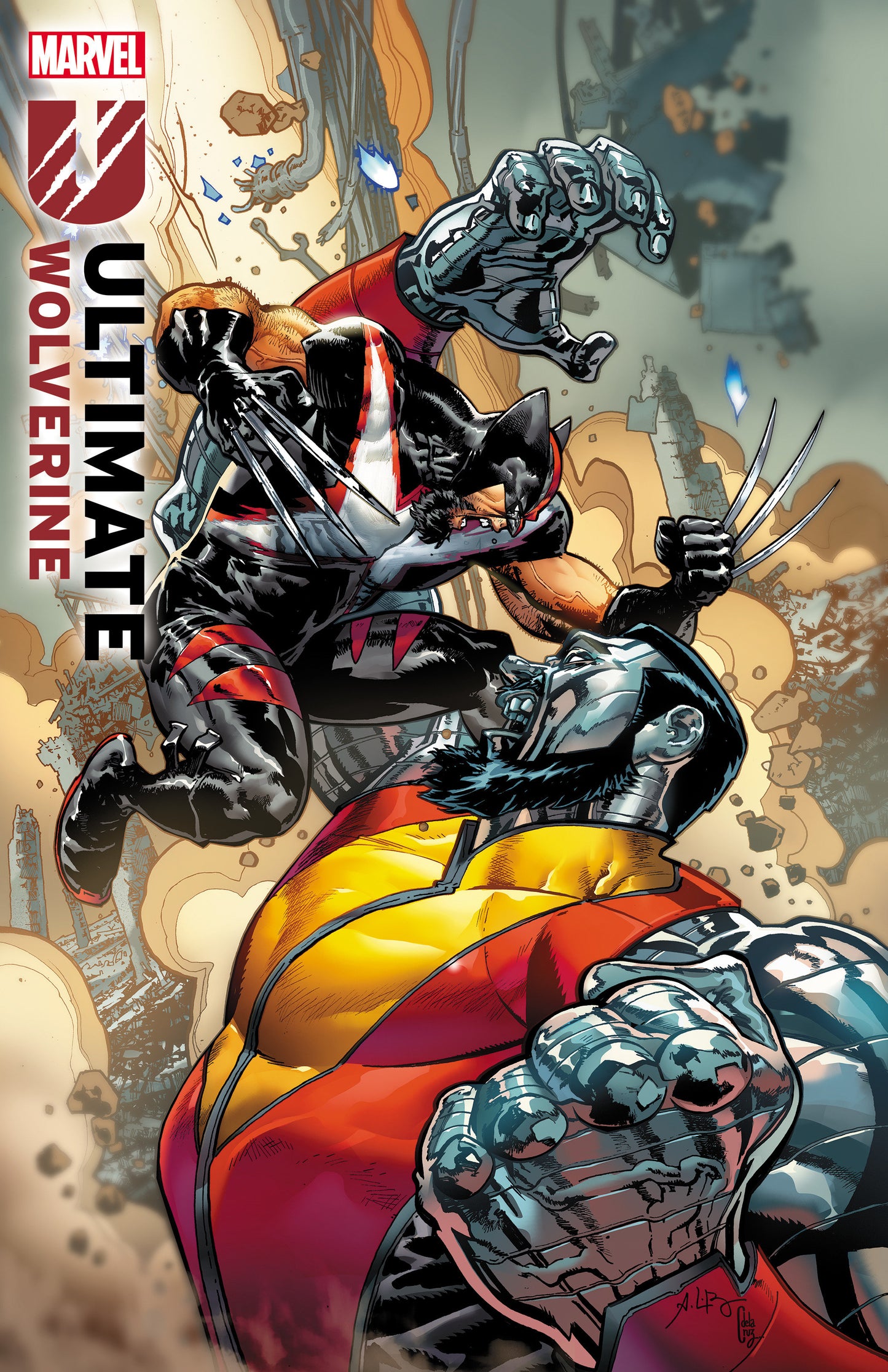 Comic book cover featuring a superhero in action pose with 'Marvel' and 'Ultimate Wolverine' branding.