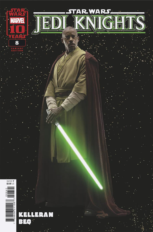 Comic book cover featuring a Jedi Knight with a lightsaber against a starry background, with 'Star Wars Jedi Knights' branding.
