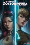 Comic book cover featuring two characters with a futuristic design.