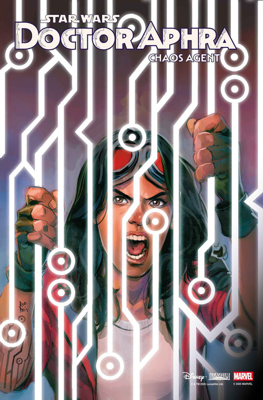 Comic book cover featuring a character from 'Star Wars' with a determined expression behind bars.