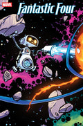 Comic book cover featuring a robot and cosmic elements with 'Fantastic Four' branding.