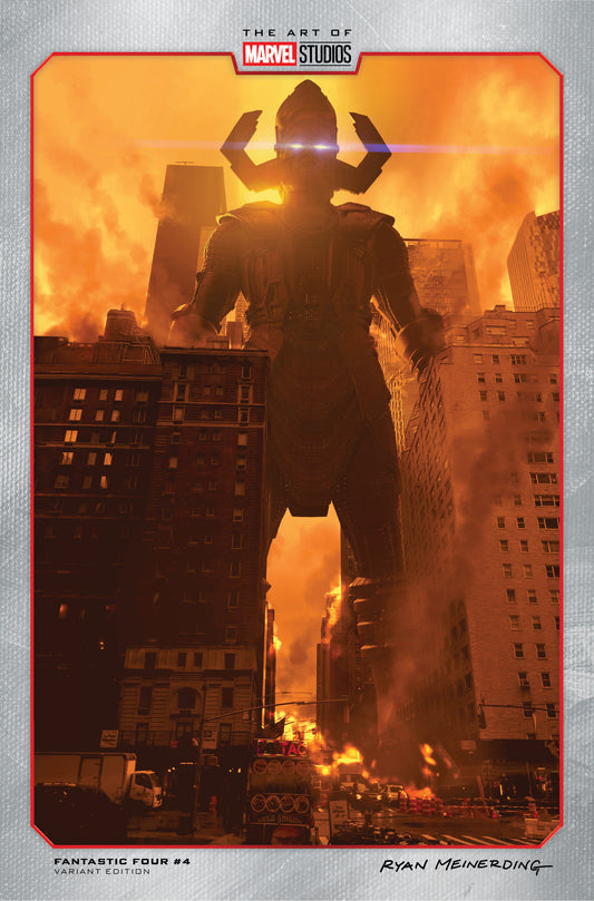 Comic book cover featuring a giant robot in a cityscape with flames and destruction.