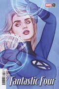 Comic book cover featuring a superhero in a blue suit with a star emblem, titled 'Fantastic Four'.