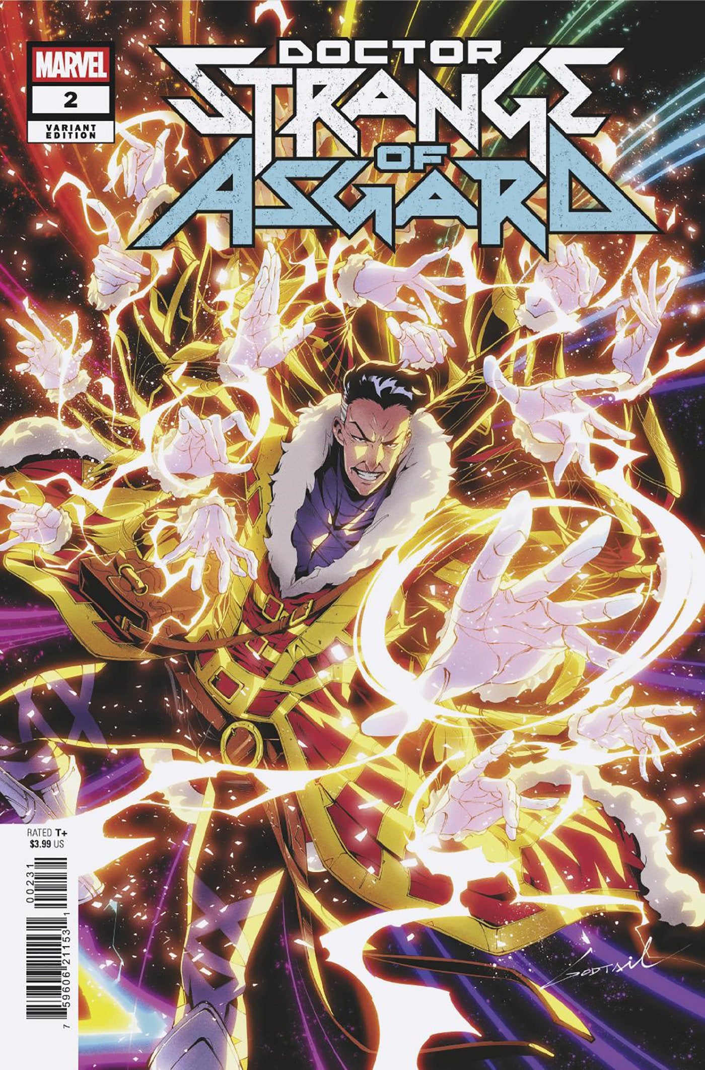 Comic book cover of 'Doctor Strange of Asgard' featuring a character in a dynamic pose with energy effects.