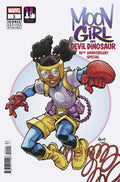 Comic book cover featuring Moon Girl and Devil Dinosaur with Marvel logo and text.